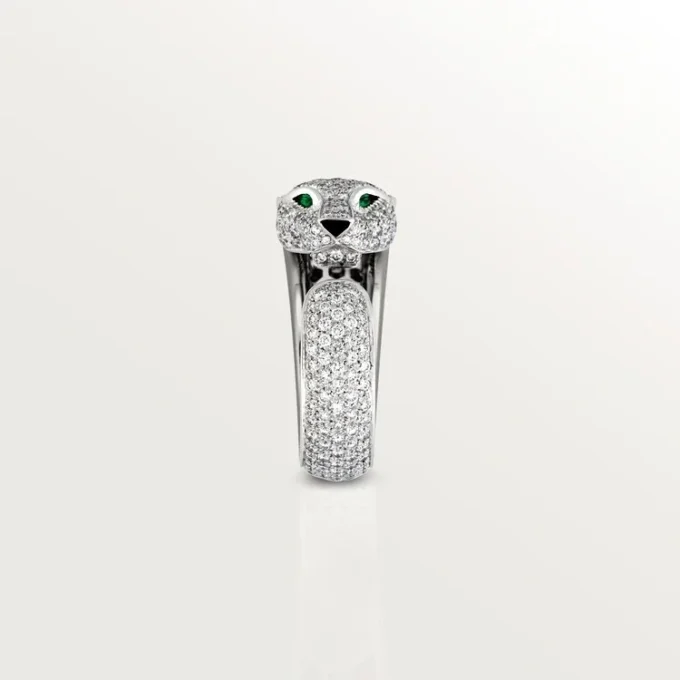 Pierścionek Panthere De Cartier – białe złoto, diamenty, szmaragdy, onyks – Cartier