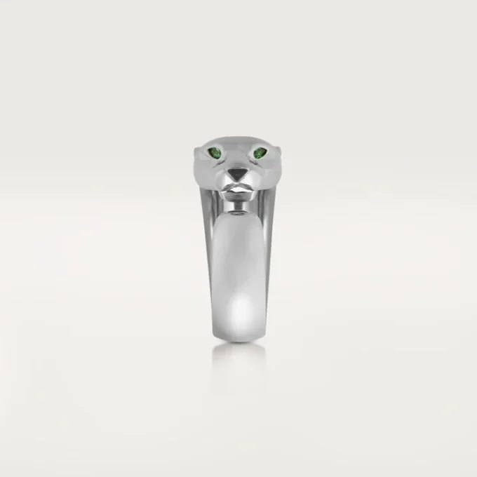 Pierścionek Panthere De Cartier – białe złoto, granaty tsaworytowe, onyks – Cartier