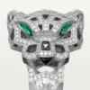 Pierścionek Panthere De Cartier – białe złoto, onyks, szmaragdy, diamenty – Cartier