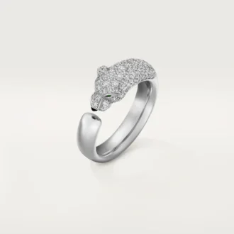 Pierścionek Panthere De Cartier – białe złoto, szmaragdy, onyks, diamenty – Cartier