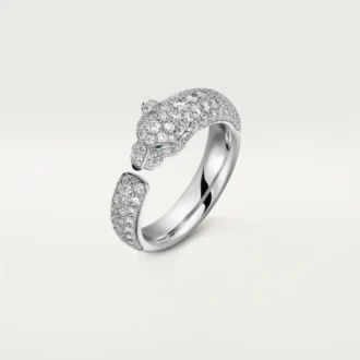 Pierścionek Panthere De Cartier – białe złoto, szmaragdy, onyks, diamenty – Cartier