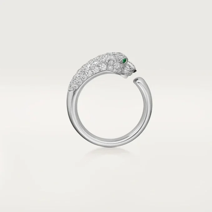 Pierścionek Panthere De Cartier – białe złoto, szmaragdy, onyks, diamenty – Cartier