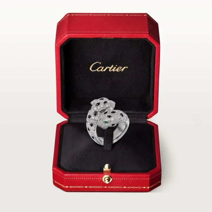 Pierścionek Panthere De Cartier, przegubowy, wysadzany kamieniami