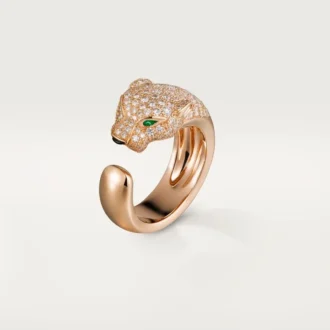 Pierścionek Panthere De Cartier – różowe złoto, diamenty, szmaragdy, onyks – Cartier