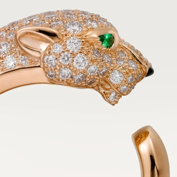 Pierścionek Panthere De Cartier – różowe złoto, diamenty, szmaragdy, onyks – Cartier
