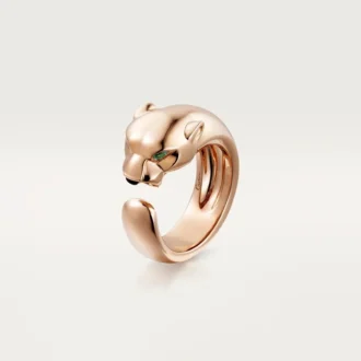 Pierścionek Panthere De Cartier – różowe złoto, granaty tsaworytowe, onyks – Cartier