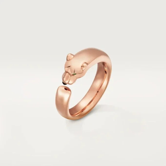 Pierścionek Panthere De Cartier – różowe złoto, granaty tsaworytowe, onyks – Cartier