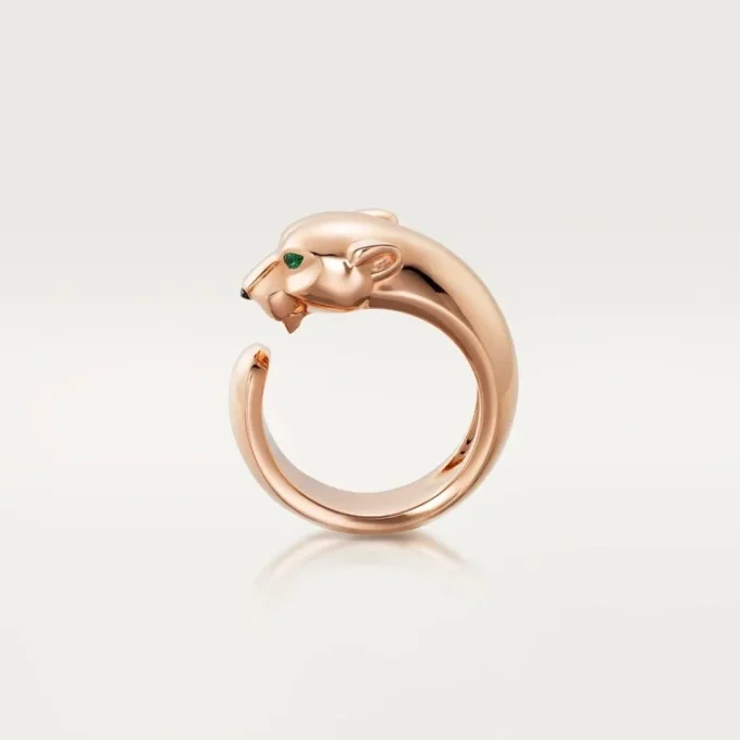 Pierścionek Panthere De Cartier – różowe złoto, granaty tsaworytowe, onyks – Cartier