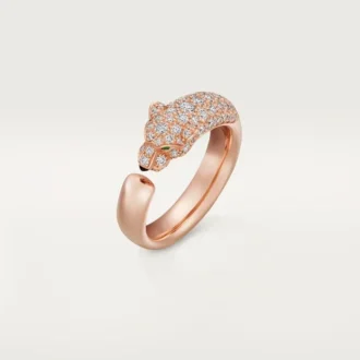 Pierścionek Panthere De Cartier – różowe złoto, onyks, szmaragdy, diamenty – Cartier