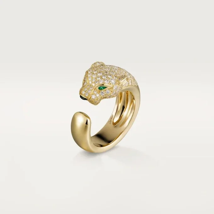 Pierścionek Panthere De Cartier – żółte złoto, diamenty, szmaragdy, onyks – Cartier