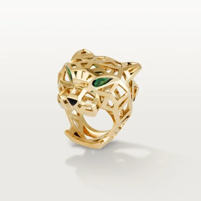 Pierścionek Panthere De Cartier – żółte złoto, granaty tsaworytowe, onyks – Cartier