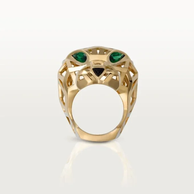 Pierścionek Panthere De Cartier – żółte złoto, granaty tsaworytowe, onyks – Cartier
