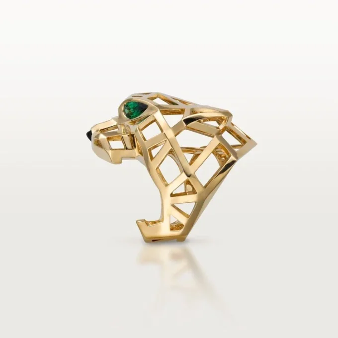 Pierścionek Panthere De Cartier – żółte złoto, granaty tsaworytowe, onyks – Cartier