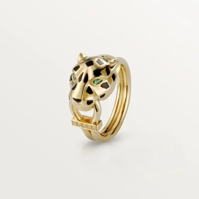 Pierścionek Panthere De Cartier – żółte złoto, lakier, diamenty, granat tsaworyt – Cartier