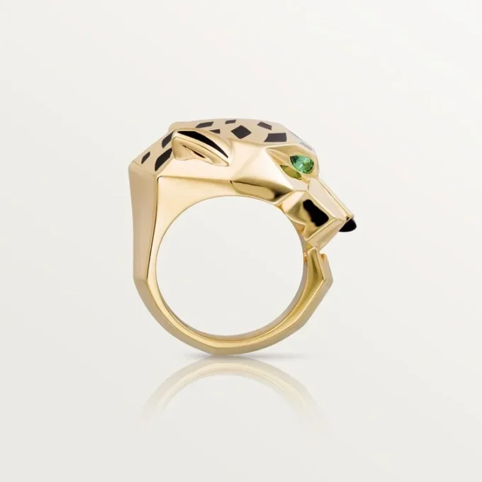 Pierścionek Panthere De Cartier – żółte złoto, lakier, granat tsaworytowy, onyks – Cartier