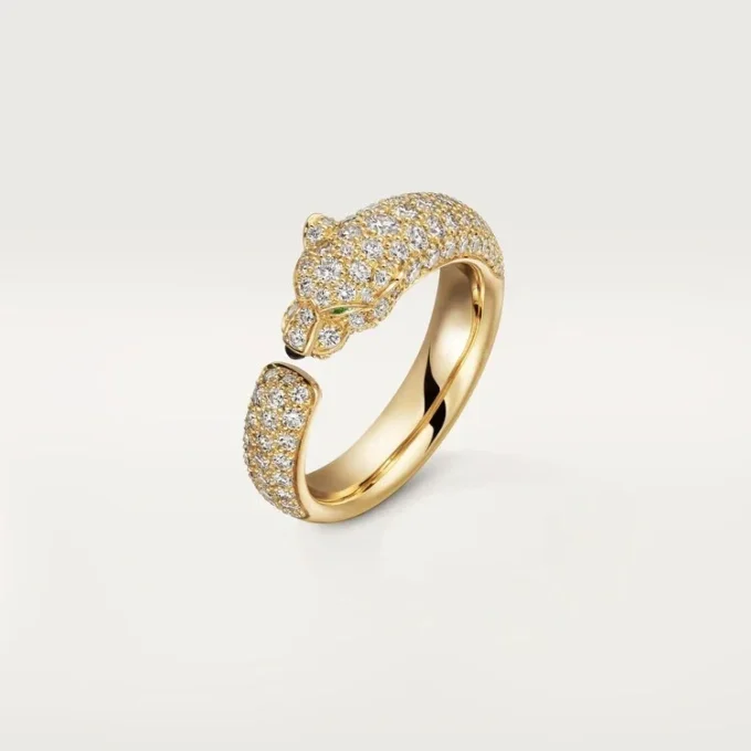 Pierścionek Panthere De Cartier – żółte złoto, szmaragdy, onyks, diamenty – Cartier