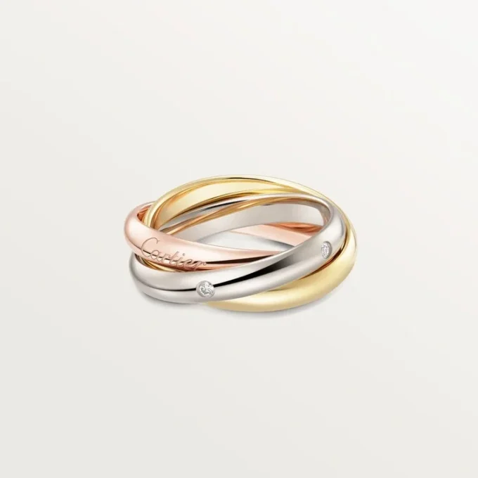 Pierścionek Trinity, model klasyczny, 5 diamentów Pierścionek Trinity, model klasyczny, 5 diamentów