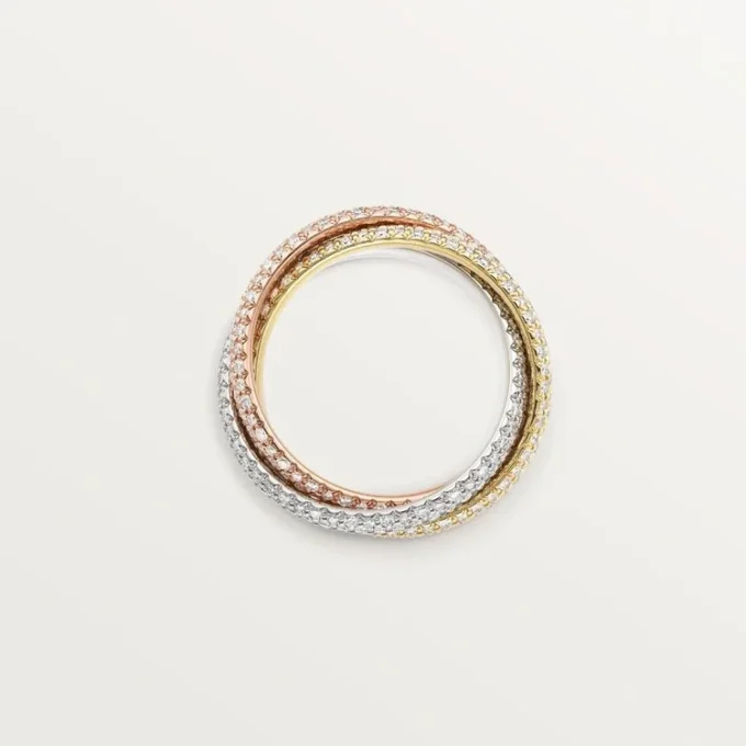 Pierścionek Trinity, model klasyczny, z pavé Pierścionek Trinity, model klasyczny, z pavé