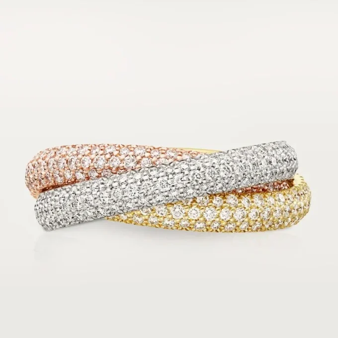 Pierścionek Trinity, model klasyczny, z pavé Pierścionek Trinity, model klasyczny, z pavé