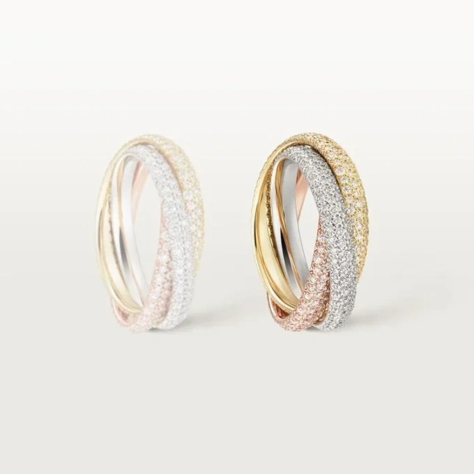 Pierścionek Trinity, model klasyczny, z pavé Pierścionek Trinity, model klasyczny, z pavé