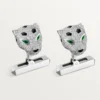 Spinki do mankietów Panthere De Cartier – rodowane białe złoto, diamenty, szmaragdy, onyks – Cartier Spinki do mankietów Panthere De Cartier – rodowane białe złoto, diamenty, szmaragdy, onyks – Cartier