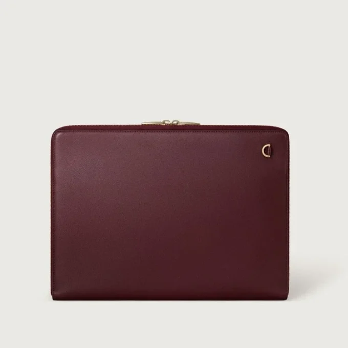 Teczka, Must De Cartier – bordowa skóra cielęca, złote wykończenie – Cartier